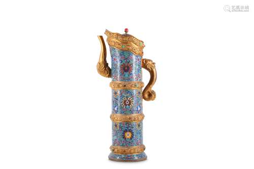 A CHINESE CLOISONNÉ ENAMEL TIBETAN-STYLE EWER AND