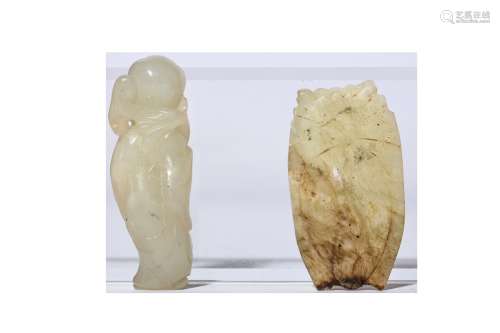 TWO CHINESE JADE CARVINGS. Qing Dynasty.