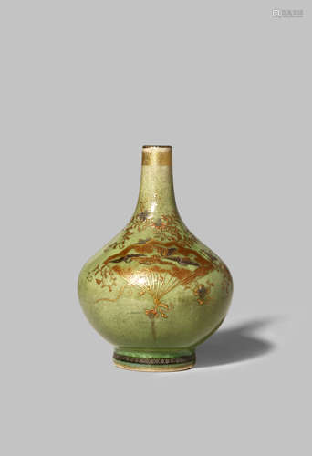 A SMALL JAPANESE SATSUMA VASE BY KINKOZAN MEIJI 1868-1912 The bulbous body with an elongated neck