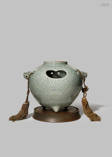 A JAPANESE INCENSE BURNER, KORO MEIJI 1868-1912 The bulbous body raised on three short feet, with