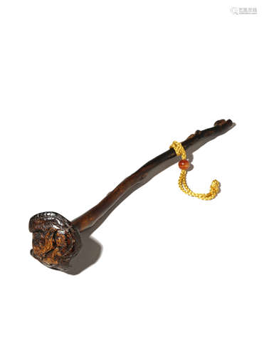 A JAPANESE UMIMATSU REISHI FUNGUS SCEPTRE, NYOI EDO/MEIJI PERIOD Of slender form and