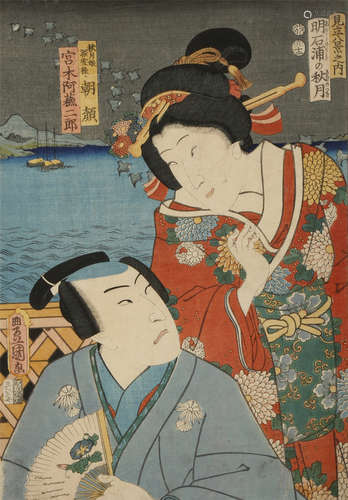 FOUR JAPANESE WOODBLOCK PRINTS, UKIYO-E EDO AND MEIJI PERIODS Three by Toyokuni III (1786-1865), two