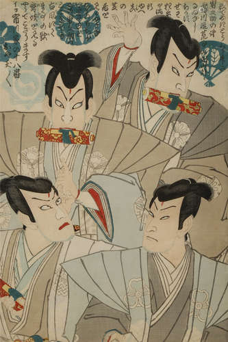 THREE JAPANESE WOODBLOCK PRINTS, UKIYO-E EDO AND MEIJI PERIODS Two by Kunichika Toyohara (1835-1900)