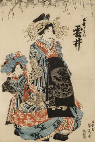 FOUR JAPANESE WOODBLOCK PRINTS, UKIYO-E EDO AND MEIJI PERIODS Two by Kunisada I (1786-1865)