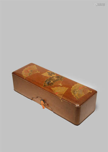 A JAPANESE LACQUER DOCUMENT BOX, FUBAKO MEIJI 1868-1912 The rectangular cover decorated in gold, red