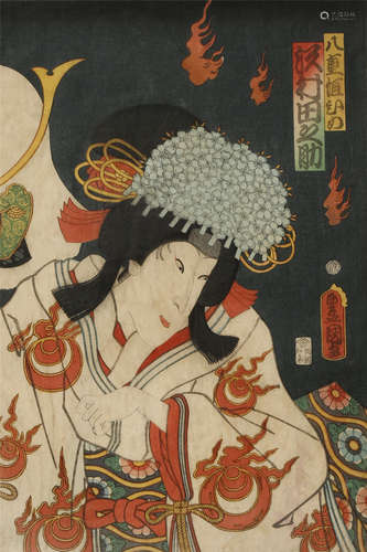 FIVE JAPANESE WOODBLOCK PRINTS, UKIYO-E EDO AND MEIJI PERIODS Three by Toyokuni III (1786-1865)