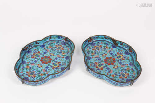 Pair of Chinese Cloisonné Plates