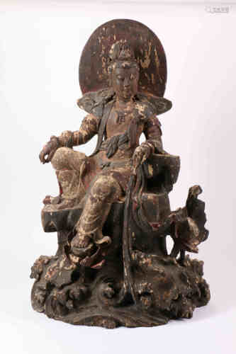 A Chinese Carved Wood Buddha