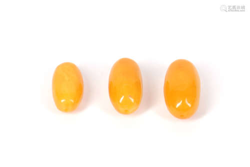 Set of Three Beeswax Beads