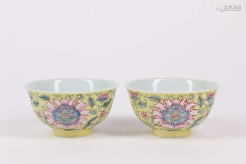 Pair of Chinese Famille-Rose Porcelain Bowls