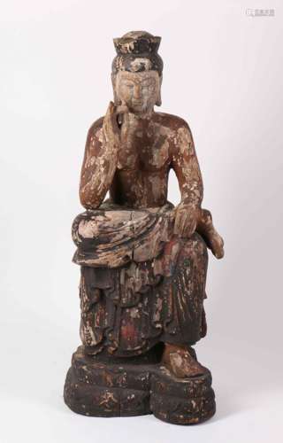 A Chinese Carved Wood Buddha