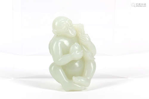 A Chinese Carved Jade Decoration with Monkey Shape