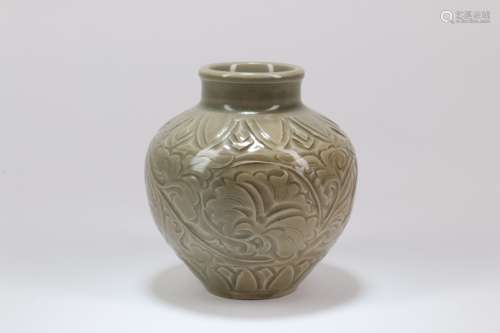 A Chinese Celadon Glazed Porcelain Jar