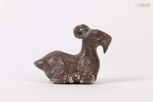 A Chinese Silver Decoration with Goat Shape