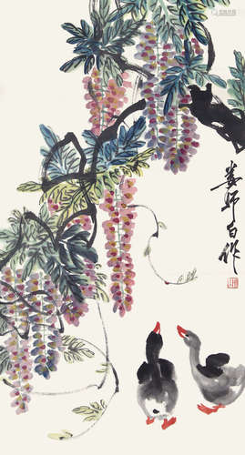 娄师白 花鸟 纸本镜片