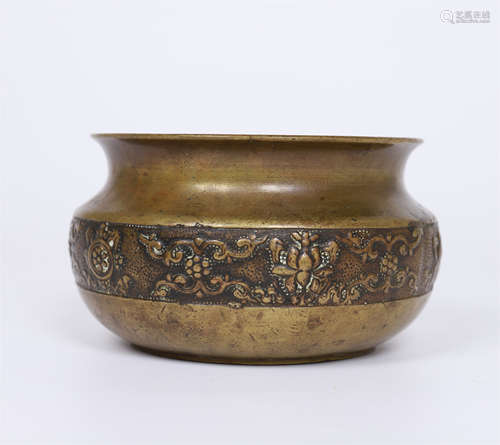 CHINESE BRONZE ROUND CENSER