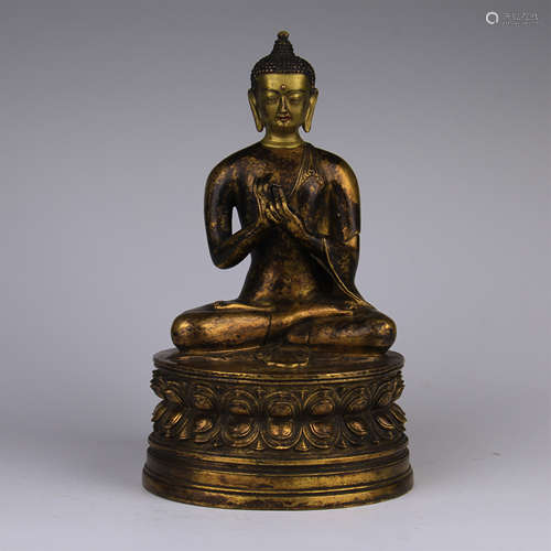 CHIENSE GILT BRONZE SEATED SAYKAMUNI