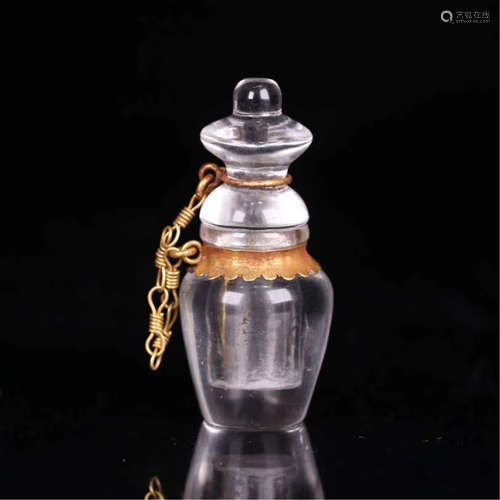 CHINESE ROCK CRYSTAL LIDDED BOTTLE