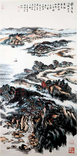 CHINESE SCROLL PAINTING OF MOUNTAIN VIEWS