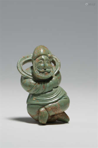 CHINESE TURQUOISE CARVED FIGURE LIAO JIN DYNASTY