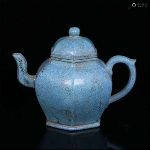 CHINESE ROBBIN EGG GLAZE YIXING ZISHA CLAY TEA POT