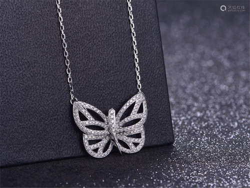 VCA BUTTERFLY 18K WHITE GOLD DIAMOND NECKLACE