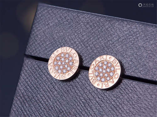 BVLGARI 18K ROSE GOLD DIAMOND EARRINGS