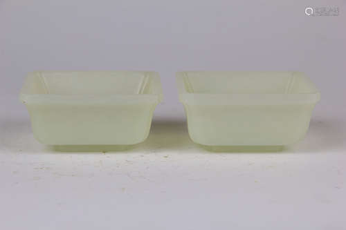 PAIR OF CHINESE JADE SQUARE CUPS