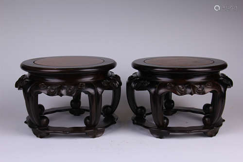 PAIR OF CHINESE HARDWOOD HONGMU PLANTER BASES