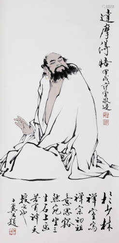CHINESE SCROLL PAINTING OF SEATED LOHAN