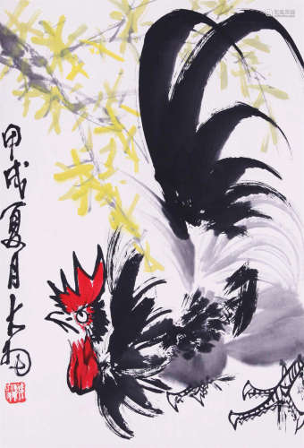 CHINESE SCROLL PAINTING OF ROOSTER