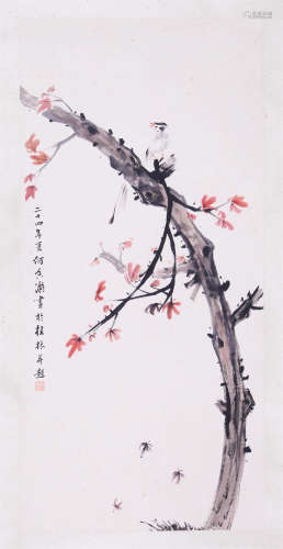 CHINESE SCROLL PAINTING OF BIRD AND FLOWER