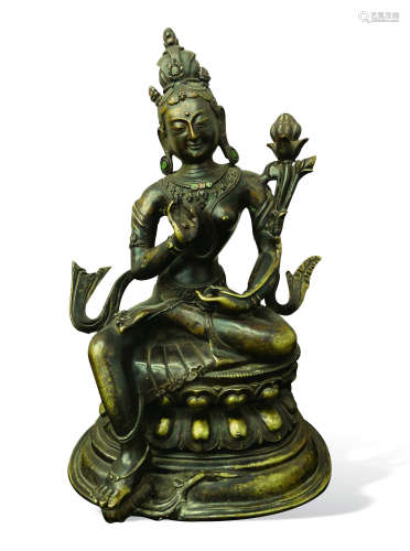 19世纪  度月佛铜制像