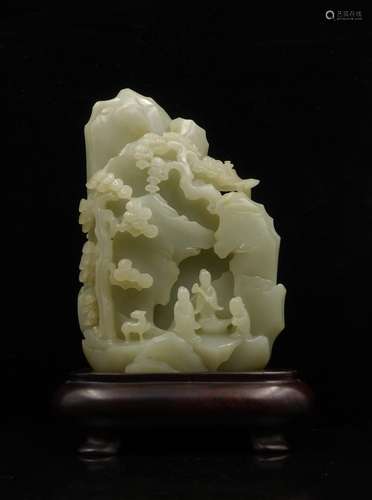 CHINESE CELADON JADE LANDSCAPE BOULDER