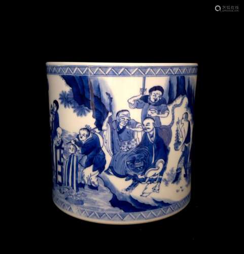 CHINESE BLUE WHITE PORCELAIN BRUSH POT