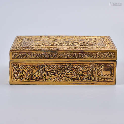 CHINESE GILT BRONZE COVER BOX