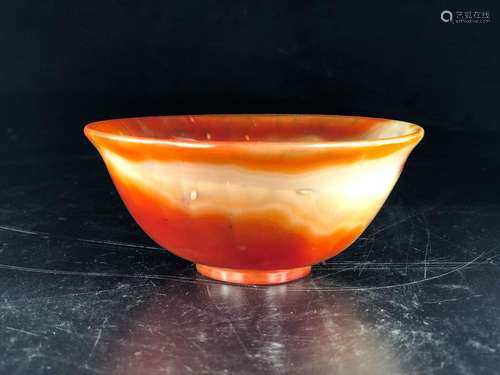 CHINESE AGATE CARVED BOWL