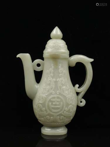 CHINESE CELADON WHITE JADE WINE EWER