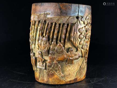 CHINESE BAMBOO CARVED BRUSH POT