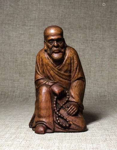 CHINESE BAMBOO CARVED LOHAN