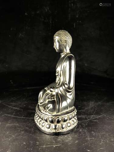 CHINESE ROSEWOOD FIGURE OF SHAKYAMUNI