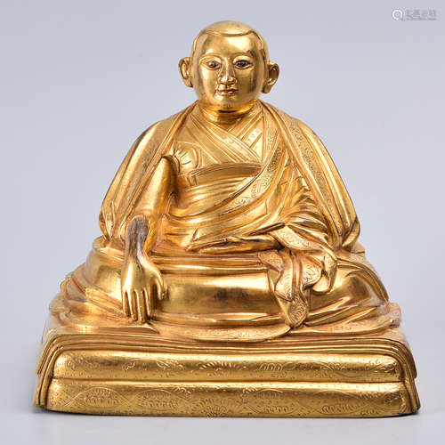 CHINESE GILT BRONZE FIGURE OF GURU