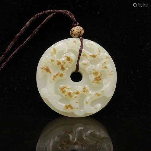 CHINESE WHITE JADE CHILONG PENDANT