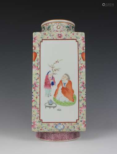 CHINESE FAMILLE ROSE CONG VASE