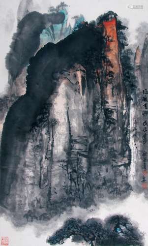 许文厚 （1944-2011） 石破天惊1988年作 设色纸本镜片