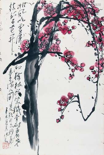 魏传义 （b.1928） 梅花 设色纸本镜片