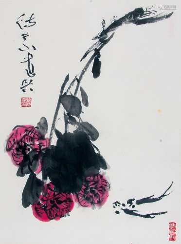 魏传义 （b.1928） 芙蓉 设色纸本镜框