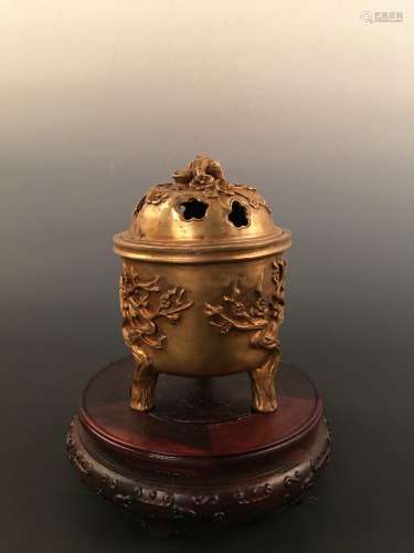 Chinese Gilt Bronze Incense Burner