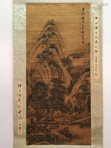 Chinese Hanging Scroll Of Landscape With Huang Gong Wang's Sign