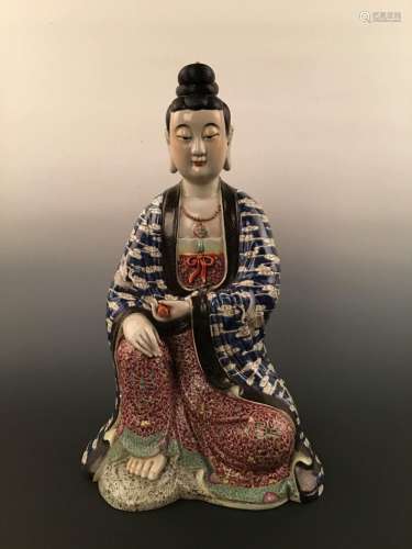 Chinese Famille Rose Porcelain Figure Statue
